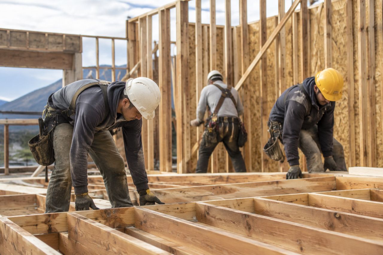 Framing crew building a new home