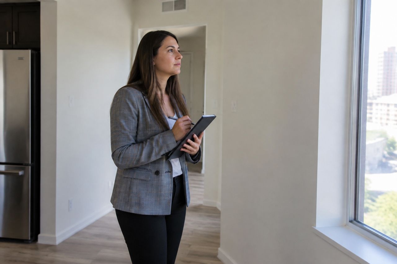 Property manager inspecting an apartment