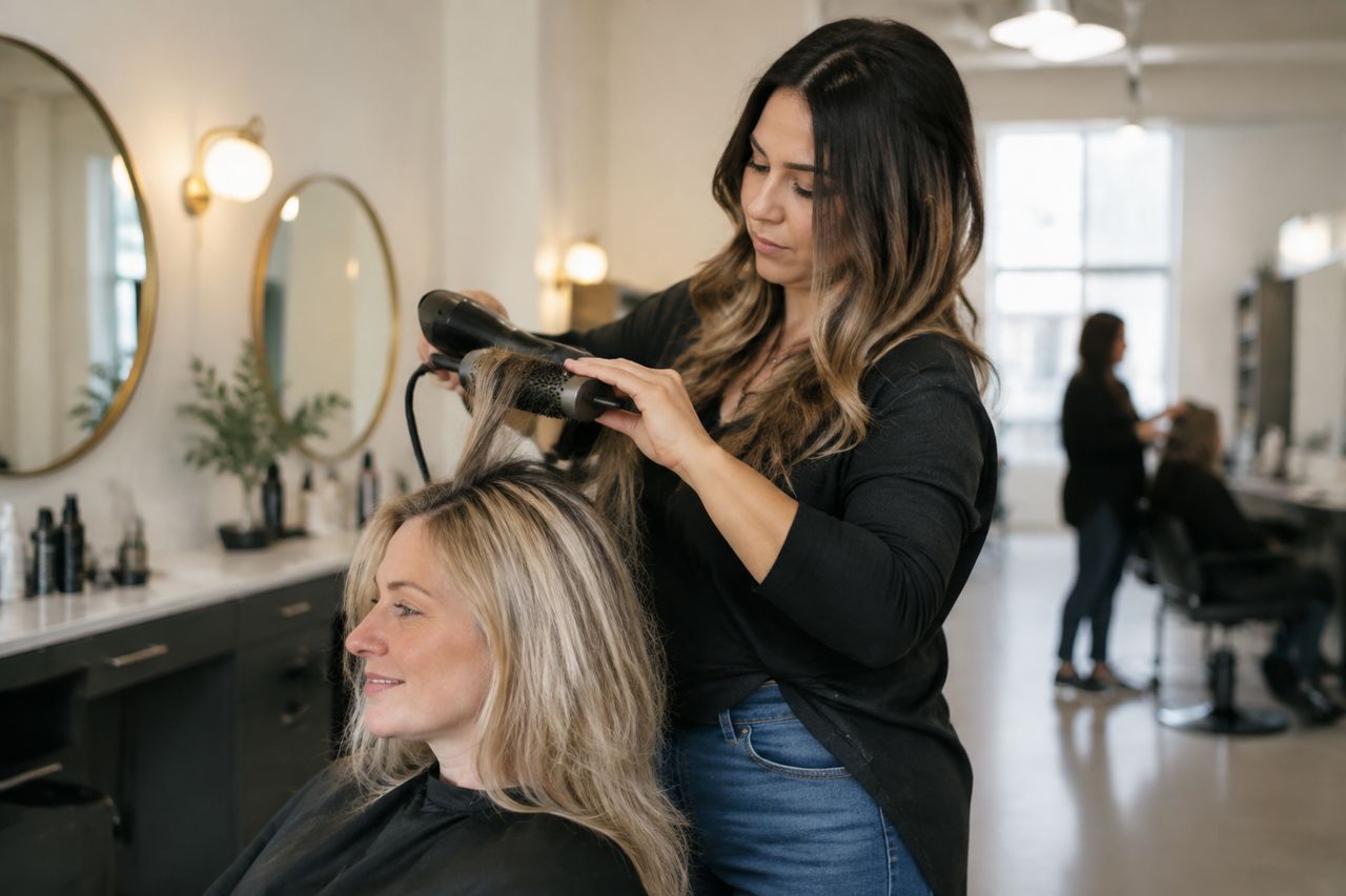 Hair stylist in a salon