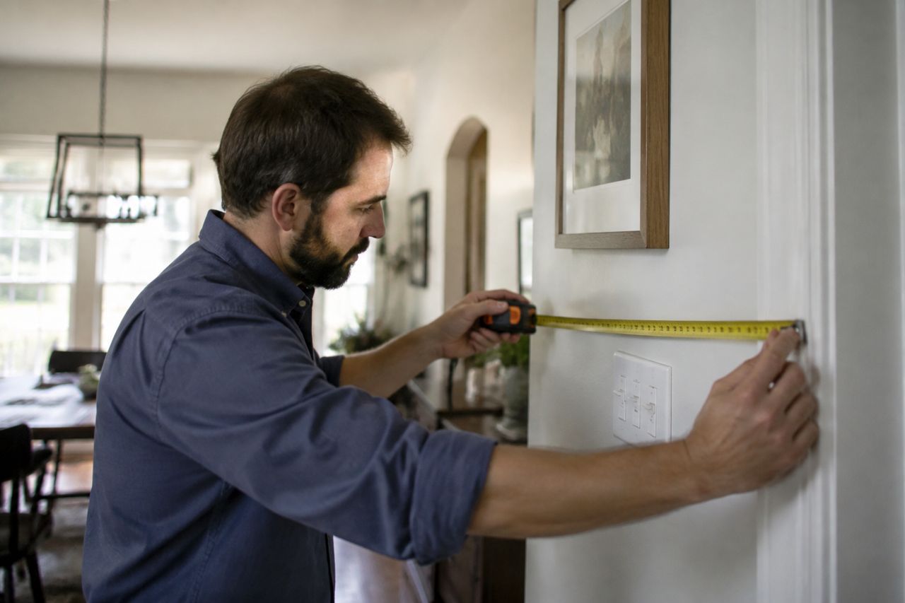 Appraiser measuring a home